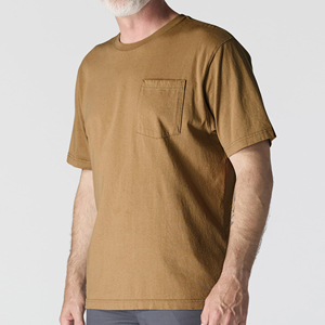 <b>Men's</b> <b>Khaki</b> Solid Color Short Sleeve O-Neck <b>T</b>-<b>Shirt</b> Regular Fit Casual Knitted Fabric 100% Cotton Pocket Design 2027 - Product Image 1