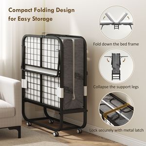 Lit pliant portable pour adultes, taille double, 78,75 x 35,5, cadre en acier super résistant, lit pliant avec matelas - Product Image 6