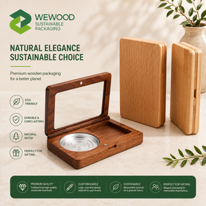 Custom Wooden <b>Makeup</b> Palette <b>Box</b> with Mirror Refillable Cosmetic Compact Case OEM ODM - Product Image 2