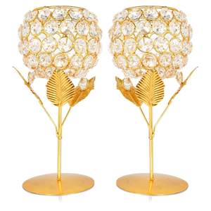 Porte-bougie décoratif pour la maison, design personnalisé avec perles de cristal de qualité supérieure, style vintage - Product Image 6