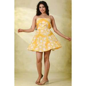 Vestido Corto de Algodón para Fiesta para Mujer, Mini Vestido de Verano Hecho a Mano, Atuendo Casual Bohemio para la Noche, Ligero y Cómodo - Product Image 4