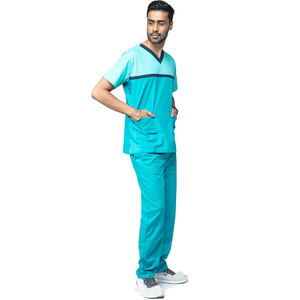 Conjuntos de Uniformes Médicos para Hombre al por Mayor, Poliéster y Spandex, Blusa con Cuello en V y Pantalones Cómodos, Logotipo Personalizado, Fabricante OEM - Product Image 4