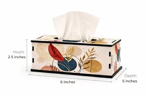 Decorative Modern Square Wooden <b>Tissue</b> Box Cover Floral Leaf <b>Pattern</b> Holder Napkin Case for Home Living Room - Product Image 4