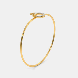 Brazalete Abierto con Diseño de Corazón y Círculo de Diamantes Dorados - Product Image 3