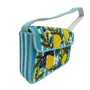 Sac à bandoulière perlé pour femme, motif géométrique, fait main, pochette de soirée pour voyage d'automne, sac à main créateur en toile, modèle unique - Product Image 5
