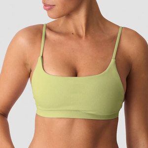 Sujetador deportivo para mujer con espalda abierta y cuello en U, de alta calidad, al por mayor, elástico en cuatro direcciones, color liso, que absorbe la humedad, diseño con tiras, para yoga - Product Image 1