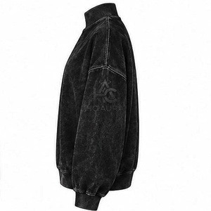 Top Selling Customizable Acid Washed Oversized Fleece/Cotton <b>Sweatshirt</b> <b>Black</b> Color Premium Mock Neck Drop Shoulder Pullover - Product Image 6