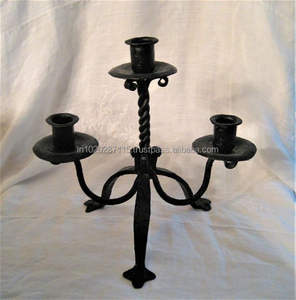 Beautiful tall rustic iron candelabra for Christmas dinner New Year parties or holiday themed <b>vintage</b> <b>table</b> decor - Product Image 1