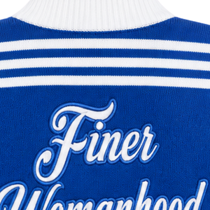 Zeta Phi Beta Knit V Neck Sweater <b>Women</b> <b>Royal</b> <b>Blue</b> White Stripe Sleeve Embroidered Crest Dove 1920 Pullover <b>Jumper</b> Sorority - Product Image 6