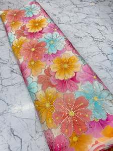 Premium position print with embroidery fabric is a modern textile designed for stylish fashion and <b>garment</b> collections This fabr - Product Image 3