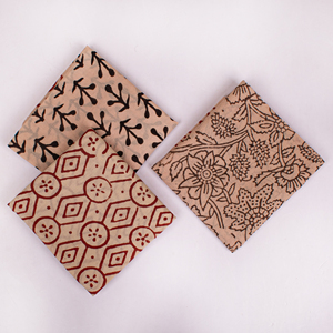 Craftjaipur Handmade Eco-Friendly Cotton Canvas Square <b>Bandana</b> Set 3 Multifunctional Travel Handblock Printed Geometric Unisex - Product Image 4
