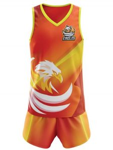 Ensemble de maillots de basket Eagles pour hommes, sans manches, col en V, sublimé, anti-humidité, uniforme sportif, impression dégradée - Product Image 1