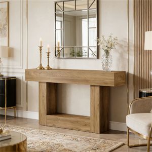 Consolle in Legno Robusto con Ripiani per Ingresso, Divano Doppio o Uso in Corridoio - Product Image 1