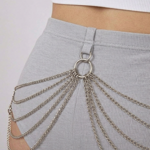 Pantalones cortos estilo panty para mujer, de lona, ajustados, de poliéster/algodón, de cintura media, con cadena, sexys, para gimnasio, deportes, fiesta - Product Image 4