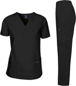 Ensemble d'uniformes médicaux pour femmes et hommes, haut et pantalon en polyester tricoté avec options personnalisées - Product Image 1
