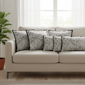 SOGA Ensemble de 6 housses de coussin 45 cm, motif abstrait noir et gris, 30x50 cm, bordure artistique, coussins décoratifs - Product Image 4