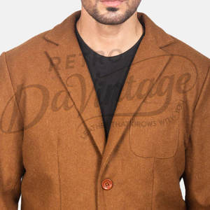 Blazer en laine marron premium pour homme, coupe ajustée, veste de costume décontractée, légère, douce, chaude, pour l'hiver, veste de mode pour affaires - Product Image 1