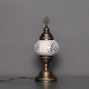 Handcrafted Mosaic Glass Table Lamp - Brass Base Decorative <b>Lantern</b> Wholesale - Product Image 2