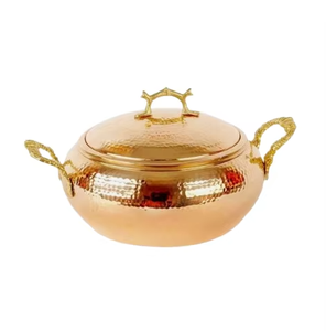 Premium Quality copper Casserole dish with beautiful warm toned fish looked <b>knob</b> for Serving Rice Curry and Food - Product Image 2