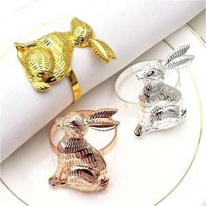 Anillos de Servilleta Redondos de Aluminio con Orejas de Conejo Doradas Modernas, Vajilla para Bodas, Ecológicos, Duraderos, Suministro al por Mayor - Product Image 3