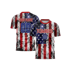 Custom American Flag <b>Soccer</b> Jersey Shorts Set Sublimated Print Quick Dry Breathable Anti-Bacterial 100% Polyester Men's Football - Product Image 2