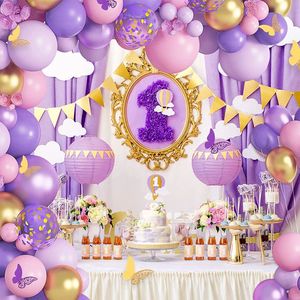 Kit d'arche de guirlande de papillon rose violet ballons de confettis d'or violet rose pour femmes pour les décorations de fête d'anniversaire de la Saint-Valentin - Product Image 5