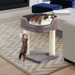 Cuccia Moderna in Legno per Gatti con Tiragraffi e Ampia Posa in Peluche per Interni/Ufficio - Product Image 2