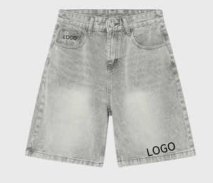 Pantalones Cortos Vaqueros Anchos de Mezclilla Oscura de Alta Calidad para Hombre, Estilo Vintage, con Bolsillos - Product Image 5