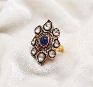 Natural Tanzanite Gold Plated 925 Sterling Silver Victorian Handmade Wedding Ring IGI Certified - Product Image 5