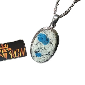จี้เงินแท้ 925 ทำมือ ประดับด้วยพลอยแจสเปอร์ K2 รูปทรงวงรี พร้อมสร้อยคอ 18 นิ้ว สไตล์โบฮีเมียน สำหรับทุกเพศ ใส่ได้ทุกวัน - Product Image 1
