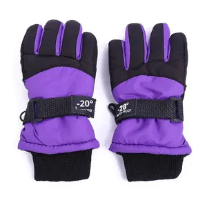 Gants de ski isolés violets, imperméables, chauds pour l'hiver, unisexes, fermeture à boucle et crochets, matériau polyester, pour le ski alpin - Product Image 1