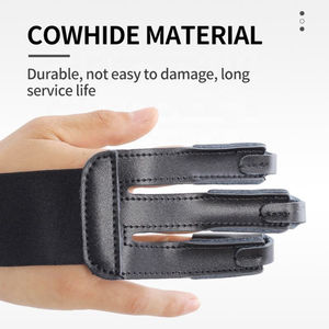 Protège-doigts professionnel en cuir de vachette pour tir à l'arc, protection à 3 doigts avec sangle Velcro réglable pour la chasse et les sports de tir - Product Image 3