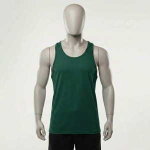 Unique Design Mens <b>Green</b> Gym Tank <b>Top</b> Sleeveless Fitness <b>Vest</b> Breathable Training Singlet Soft Stretch Athletic Wear Custom OEM - Product Image 1