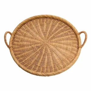 Plateau de service de nouvelle conception avec poignée, forme ronde, fabriqué au Vietnam, prix de gros, OEM ODM, couleur au choix. - Product Image 3