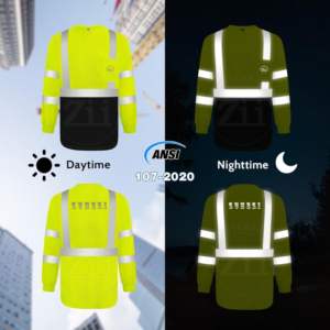 Camisa de Trabajo de Alta Visibilidad, 100% Algodón, Ligera, Reflectante, Resistente al Fuego, Duradera, ANSI Clase 1, Impermeable, con Luz LED Intermitente y Logotipo Personalizado - Product Image 4