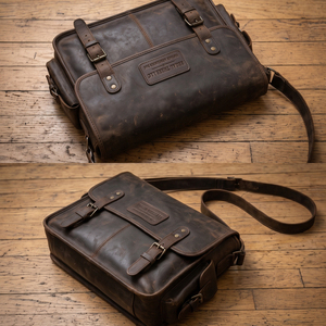 Sac messager vintage en cuir véritable Regal Three Llc avec fermeture à boucle, bandoulière réglable, sacs messagers pour toutes les saisons - Product Image 2