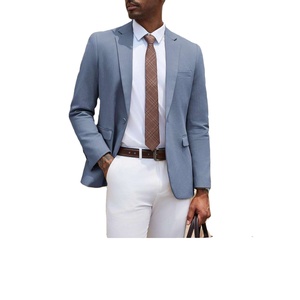 Blazer de Punto Casual de Negocios para Hombre, Corte Entallado, 100% Algodón, Antiarrugas, Color Sólido, Tallas S, M, L - Product Image 1