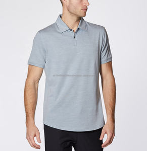 Chemises polo en coton poly spandex décontractées pour hommes, vêtements de loisirs athlétiques, col t-shirt pour hommes - Product Image 1