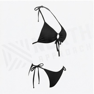 Ensemble de bikini noir à bretelles croisées pour femme North Approach avec bas de maillot à nouer sur les côtés et imprimé logo sur le devant - Product Image 3