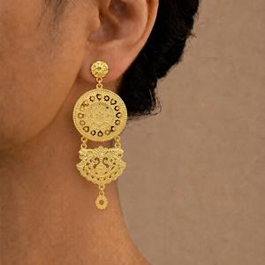 Pendientes Colgantes de Moda Estilo Dubái Chapados en Oro de 14K, 18K, 24K al por Mayor, Juego de Pendientes de Diseño Turco, Joyería Rellena de Oro, Oro Joyería - Product Image 2