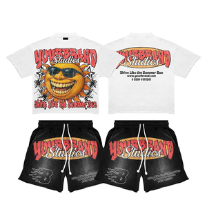 <b>Men's</b> T-Shirt and Shorts Set Street Style Printed Cotton <b>Summer</b> Wear Crew Neck Fashion Art Design - Product Image 5