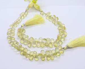 Cuentas de Cuarzo Limón Natural AAA, Forma de Pera Facetada, 8x11MM, Hilo de 8 Pulgadas, Cuentas de Cuarzo Limón para Fabricación de Joyería, Venta al Por Mayor - Product Image 1
