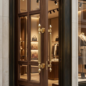 Poignée de porte d'entrée Pollux en laiton massif plaqué or, durable |   Poignée de tirage architecturale pour usage hôtelier, intérieur moderne - Product Image 4