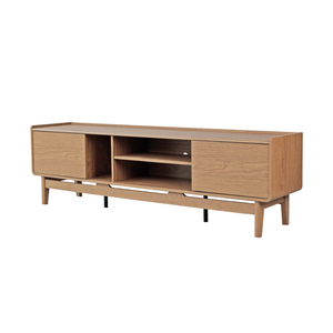 Modern teak Wood <b>Console</b> <b>Table</b> With <b>Storage</b> Shelves And Drawers Living Room Furniture Midcentury Design for indoor - Product Image 1