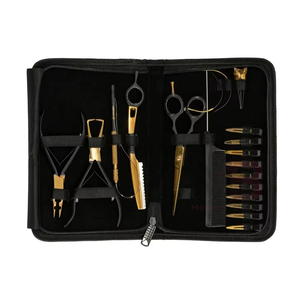Kit d'outils de pose d'extensions capillaires en métal de dernière génération avec personnalisation de la couleur et de l'étiquetage de marque pour usage professionnel en salon - Product Image 1