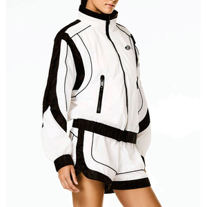 OEM Women Cropped Windbreaker <b>Jacket</b> Custom Contrast Trim Track Suit <b>Lightweight</b> Streetwear Windbreaker <b>Jacket</b> for men Supplier - Product Image 3