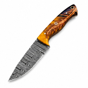 Cuchillo Skinner Jexmoo Personalizado Hecho a Mano de Acero de Damasco de Alta Calidad de 9 Pulgadas con Mango Elegante y Funda de Cuero para Uso en Exteriores, Ideal para Regalo - Product Image 1