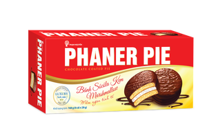 Venta al por mayor de PHANER PIE 168G, galleta redonda de oblea de azúcar con crema de malvavisco suave y recubierta de chocolate, con sabor dulce, en bolsa, premium de Vietnam - Product Image 2