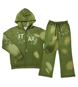 High Quality Custom Logo Heavyweight <b>Vintage</b> Acid Washed Hoodies and Sweatpants Men <b>Tracksuit</b> - Product Image 1