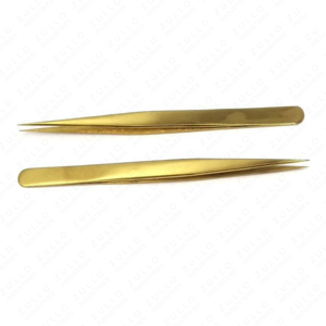 Pinzas Curvas de Acero Inoxidable Chapadas en Oro de Lujo para Extensión de Pestañas, Herramienta Aplicadora de Precisión para Uso Profesional de Belleza - Product Image 2